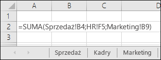 Odwołanie do wielu arkuszy w formule programu Excel